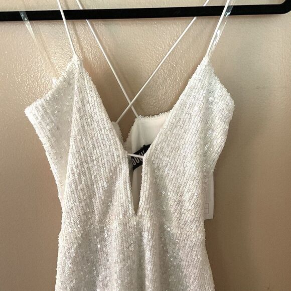 Nookie Supreme Mini Sequin Dress Small White $279 Cocktails Evening Event NWT S - Picture 7 of 12